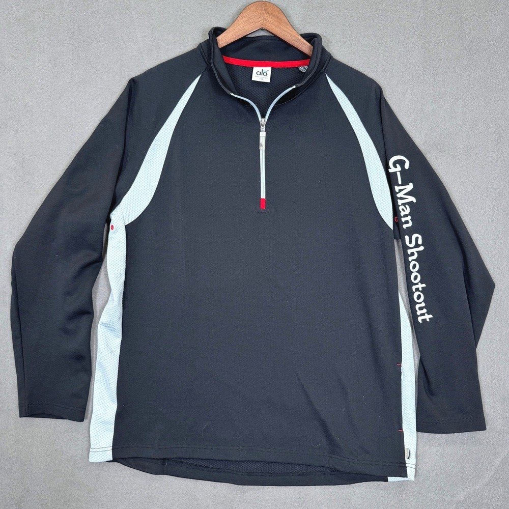 Alo Coolfit Quarter Zip Pullover Men XXL Black G-Man Shootout Athletic Golf